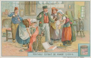 Um vendedor ambulante vendendo suas mercadorias na Holanda antiga de European School