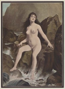 Uma sereia, uma criatura da mitologia grega (cor litho) de European School