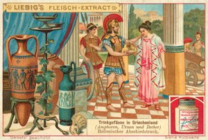 Uma bebida de despedida na Grécia Antiga (chromolitho) de European School
