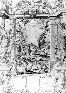 Adão e Eva, 1609 (caneta e tinta) de European School