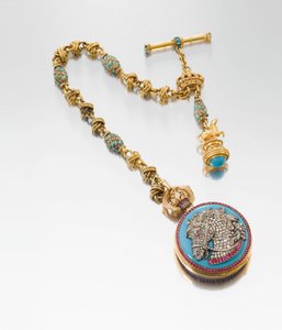 Um relógio de apresentação extremamente fino e historicamente interessante, com corrente combinada e fob seal, feito para o rei Ludwig II da Baviera, c.1880 de European School
