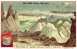 Badlands, Dakota do Sul, EUA (chromolitho) de European School
