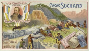 Boers atacando um trem blindado britânico, Chieveley, África do Sul, Boer War, 15 de outubro de 1899 de European School