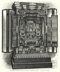 altar doméstico budista, do Japão (gravura) de European School
