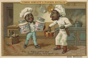 Cozinheiro de africanos dos desenhos animados com extrato de carne de Leibig de European School