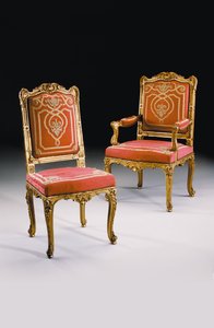 Cadeiras de um conjunto de quatorze, possivelmente francesas, no estilo Regence de European School
