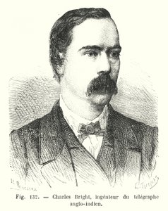 Charles Bright, engenheiro do telégrafo anglo-indiano (gravura) de European School