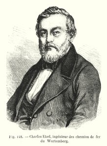 Charles Etzel, engenheiro dos caminhos-de-ferro de Württemberg (gravura) de European School