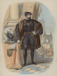 Carlos V, Santo Imperador Romano (gravura a cores) de European School