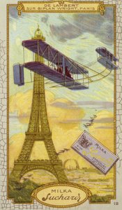 Charles de Lambert num biplano Wright, Paris (cromolitografia) de European School