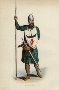 Cavaleiro escocês (gravura colorida) de European School
