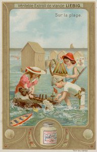 Crianças brincando com barcos de brinquedo e um cão de European School