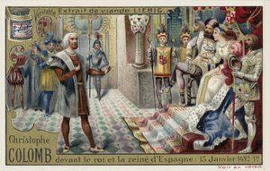 Cristóvão Colombo perante o rei e a rainha da Espanha, 15 de janeiro de 1492 de European School