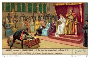 Cláudio reagindo ao local do assassinato do Rei Jogador (chromolitho) de European School