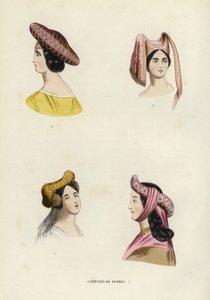 Coiffures De Femmes (gravura colorida) de European School