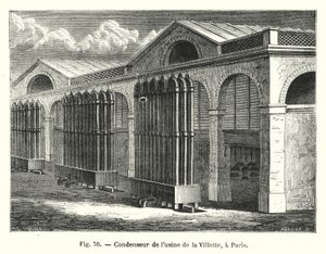 Condensador da fábrica de Villette, em Paris (gravura) de European School