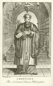Confúcio, o célebre filósofo chinês (gravura) de European School