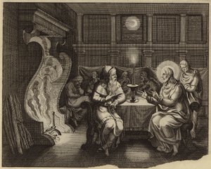 Conversa de Jesus Cristo e Nicodemus (gravura) de European School