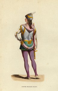 Costume Militaire Italien (gravura colorida) de European School