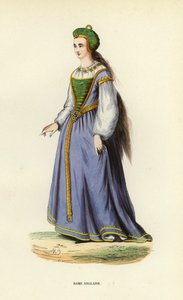 Dame Anglaise (gravura a cores) de European School