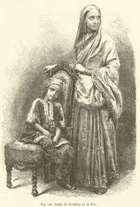 Dama de Bombaim e sua filha (gravura) de European School
