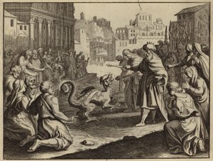 Daniel a destruir o ídolo de Bel e o dragão (gravura) de European School