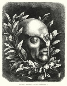 Máscara da morte do poeta alemão Friedrich Schiller (litho) de European School