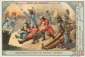 Morte de Turenne, cartão Liebig, início do século XX (cromo) de European School