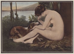 Echo, lamentando a sua rejeição por Narciso (cor litho) de European School