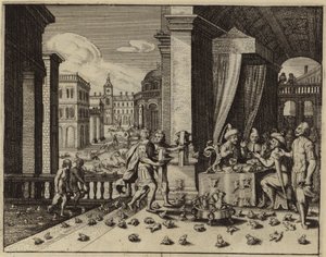 Egipto afligido pela praga dos sapos (gravura) de European School