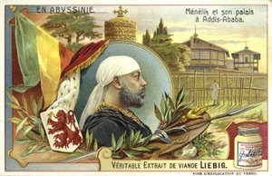 Imperador Menelik II da Etiópia e seu palácio em Addis Ababa de European School