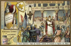 Enrico Dandolo, Doge de Veneza, pregando a Quarta Cruzada na Basílica de São Marcos, Veneza de European School