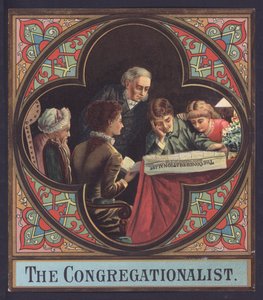 Leitura familiar de uma cópia de The Congregationalist (chromolitho) de European School