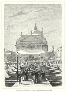 Festa do Redentore, Ponte dos barcos que atravessam o Canal da Giudecca (gravura) de European School