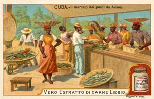Mercado de peixe de Havana, Cuba (chromolitho) de European School