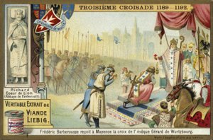 Frederico Barbarossa leva a cruz do Bispo de Wurzburg, Mainz, Alemanha, Terceira Cruzada, 1188 de European School