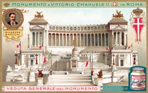 Vista geral do monumento ao Rei Victor Emmanuel II em Roma (cromolitografia) de European School