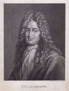 Gottfried Wilhelm Leibniz, filósofo, matemático e polimata alemão (gravura) de European School