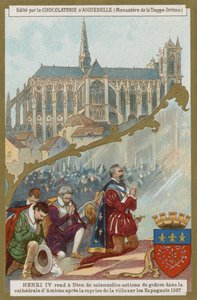 Henrique IV da França rezando na Catedral de Amiens após a reconquista da cidade do espanhol, 1597