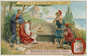 Herói de Alexandria experimentando vapor, 120 aC de European School