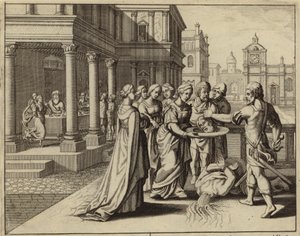 Herodias recebendo a cabeça de João Batista (gravura) de European School