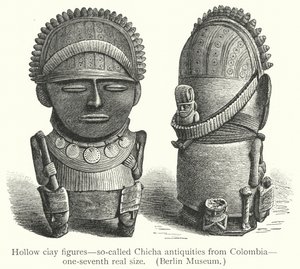 Figuras ocas de ciay, as chamadas antiguidades Chicha da Colômbia (gravura) de European School