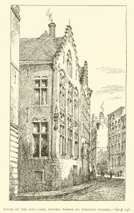 Casa do Cone do Pinheiro, Bruges, onde ficou Santo Inácio (gravura) de European School