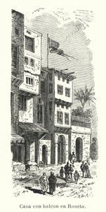 Casa com varanda em Rosetta, Egipto (litho) de European School
