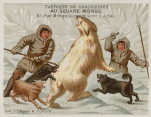 Caçar ursos polares com cães (chromolitho) de European School