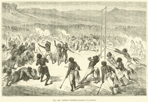 Índios Choctaw jogando palmeira (gravura) de European School