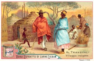 Aldeia indígena no Transvaal (chromolitho) de European School