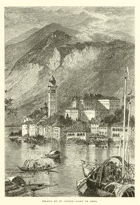 Ilha de São Giulio, Lago de Orta (gravura) de European School