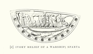 Relevo em marfim de um navio de guerra; Esparta (litografia) de European School