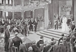 O Rei Haakon faz o juramento de European School